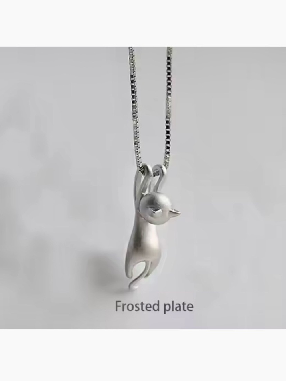 Kitty Kit Pendant Chain Necklace Brushed 925 Sterling Silver